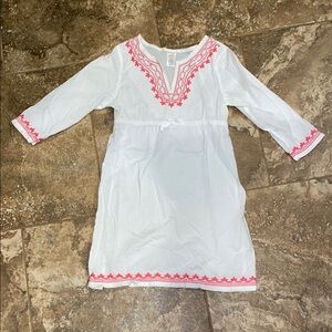 Gymboree White Swimsuit Coverup Dress with Pink Embroidery